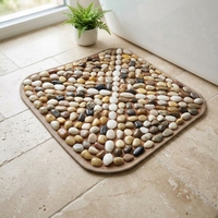Tapis de réflexologie pour les pieds et les jambes, tapis de massage en galets naturels pour soulager la douleur, thérapie à domicile, 40x40cm