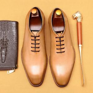 Chaussures décontractées à lacets en cuir véritable vert pour hommes, pour tenue de travail formelle - Antidérapantes, respirantes, légères - Vente en gros disponible - Product Image 1