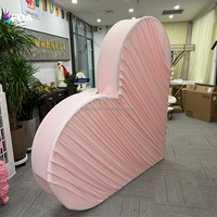 LEDA Décoration d'événements personnalisée : Support de toile de fond en forme d'arche de cœur avec draperies en forme de cœur et housse, pour la décoration de centres commerciaux, d'événements et de propositions de mariage