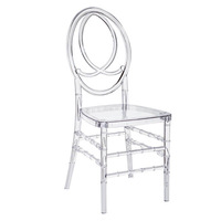 Foshan usine directe en stock hôtel amovible chaise en plastique acrylique mariage dossier en cristal