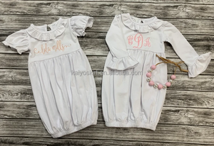 Monogrammed Baby Evening <strong>Gown</strong> for Kids Ruffle Long Sleeve Baby Cotton Night <strong>Gown</strong> Girls <strong>Dressing</strong> <strong>Gown</strong> - Product Image 3