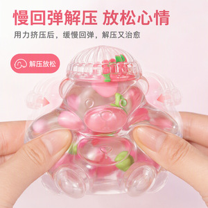 Jouet sensoriel anti-stress en forme d'ours mignon à récupération lente, transparent, rose, nouveauté - Product Image 3