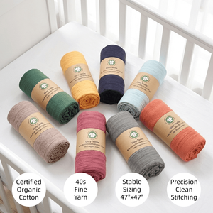 Manta <span class=keywords><strong>de</strong></span> muselina <span class=keywords><strong>de</strong></span> algodón orgánico extragrande personalizada <span class=keywords><strong>de</strong></span> color liso para lactancia, parasol para cochecito, tapete para tiempo boca abajo y manta receptora para bebé, al por mayor - Product Image 2
