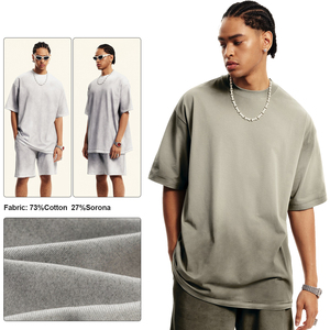 Wholesale Vintage Cotton Heavyweight Street Wear Tshirt and Shorts Set High Quality Custom Printing T <b>Shirt</b> and Short Sets - Product Image 3