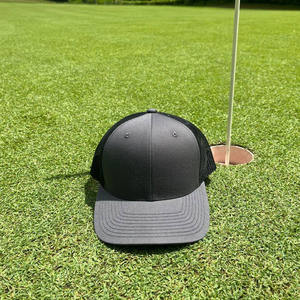 Bordado Logo Golf Hat Curved Brim 6-Panel Mesh Trucker Hats Snapback Charcoal Grey Trucker Caps - Product Image 6