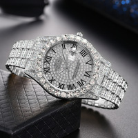 Montre de luxe pour homme avec diamants, montre-bracelet sport à quartz, calendrier, montre décontractée pour homme d'affaires