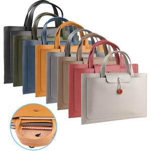 Bolso para <span class=keywords><strong>ordenador</strong></span> portátil de cuero PU de moda para hombre y <span class=keywords><strong>mujer</strong></span> con logotipo personalizable, bolso portátil de oficina con mangas al por mayor, maletín - Product Image 1