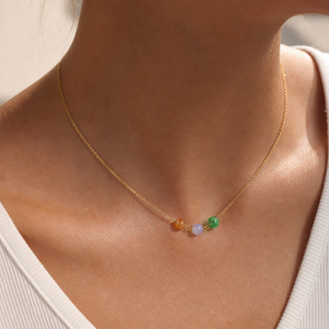 Collier pendentif pour femme Bingxin, style hawaïen simple et polyvalent, en acier inoxydable, sans ternissement, couleur bonbon, pierre naturelle, cadeau - Product Image 5
