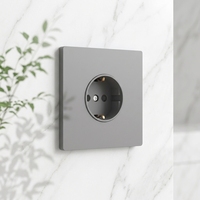 Interrupteurs et prises murales européens en panneau PC gris ultra-fin de 6 mm avec protection enfant, certifiés CE, 10A, bipolaires, pour usage domestique