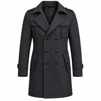 Manteau long en laine pour homme, très vendu, mi-long, simple boutonnage, épais, réversible, personnalisable en usine