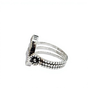 Handcrafted 925 Sterling Silver <b>Ring</b> With Large Pearl Oxidized Textured Band <b>Boho</b> Chic Bold Jewelry For Any Occasion Wear - Product Image 5