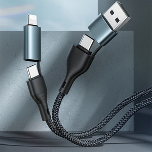 Cavo USB 4-in-1 con Ricarica Rapida PD 18W/24W/60W, Cavo Multi-ricarica in Silicone 1A 2C 1L 480Mbps per iPhone 17/16/<span class=keywords><strong>Samsung</strong></span>/MacBook - Product Image 1