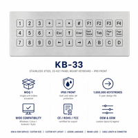 KB-33 Custom IP65 Tahan Air Keyboard Industri Stainless Steel 33 Tombol Panel Mount USB/PS2/RS232 untuk Instrumentasi