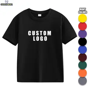 Conyson Custom LOGO High Quality Boys Girls Summer 180Gsm T-Shirt 100% Cotton Casual Comfortable Solid Color Blank T-Shirt