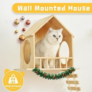 Casa de madera para gatos, rectangular, de madera maciza, resistente, para gatos de tamaño mediano - Product Image 4