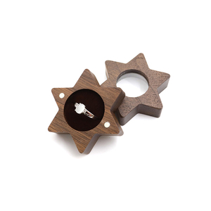 Luxury Hexagon Walnut Handmade Custom Logo Necklace Ring Wood Velvet Insert Gift Jewelry Packaging Set Box With Windows
