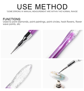 Stylo à pointe unique violet pour nail art, outil de pose de strass, cristal, acrylique, manche gaufré, stylo à pointe unique pour manucure - Product Image 4