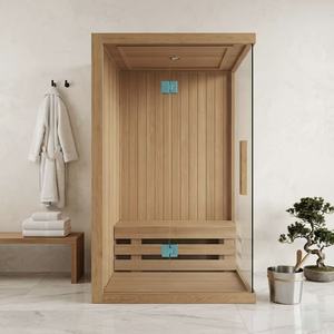 Sauna Tradicional de Vapor Seco para 2 Personas, de Madera Sólida de Hemlock Canadiense, Ecológica, Compacta, con Calentador Templado, <span class=keywords><strong>Precio</strong></span> de Fábrica - Product Image 2