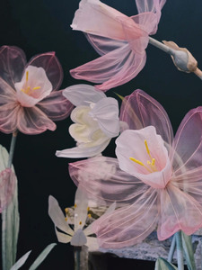 L-027 Flor Gigante de Narciso de Organza al por Mayor, Flor Artificial para Decoración de Bodas y Hogar - Product Image 3