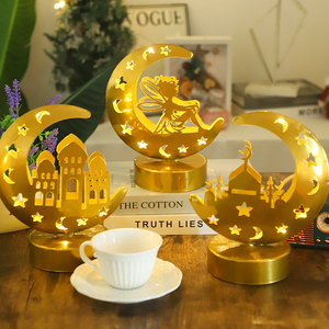 Lanterne Eid Mubarak, Luce Notturna Islamica, Ornamento da Tavolo Musulmano, Stelle e Luna, Luci Decorative per Feste Eid Mubarak per Arredamento Casa - Product Image 3