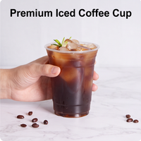 Gobelet à café glacé jetable en plastique transparent de qualité alimentaire avec impression de logo personnalisé ZFCUP, avec couvercle à dôme plat