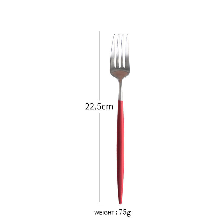 Dinner fork red silver