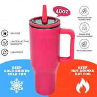 2025 nouveau Style cadeaux de noël Double paroi étanche en acier inoxydable 32oz 40oz gobelet à café avec poignée et paille rabattable