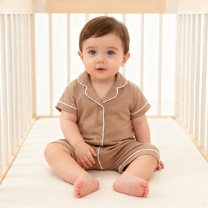 Barboteuse tricotée en coton pour bébés, grenouillères d'été pour nouveaux-nés, garçons et filles, vente en gros de vêtements pour nouveaux-nés - Product Image 1