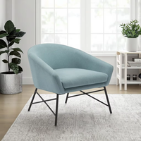 Fauteuil de loisirs modulaire réglable CARLFORD, pieds en métal noir, tissu rembourré, pour salle à manger, chambre, bureau à domicile, salon