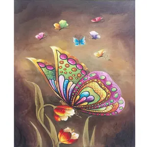 Gambar dengan angka kupu-kupu gambar seni dinding lukisan tangan cat akrilik dengan angka bunga untuk rumah Diy hadiah 40x50cm