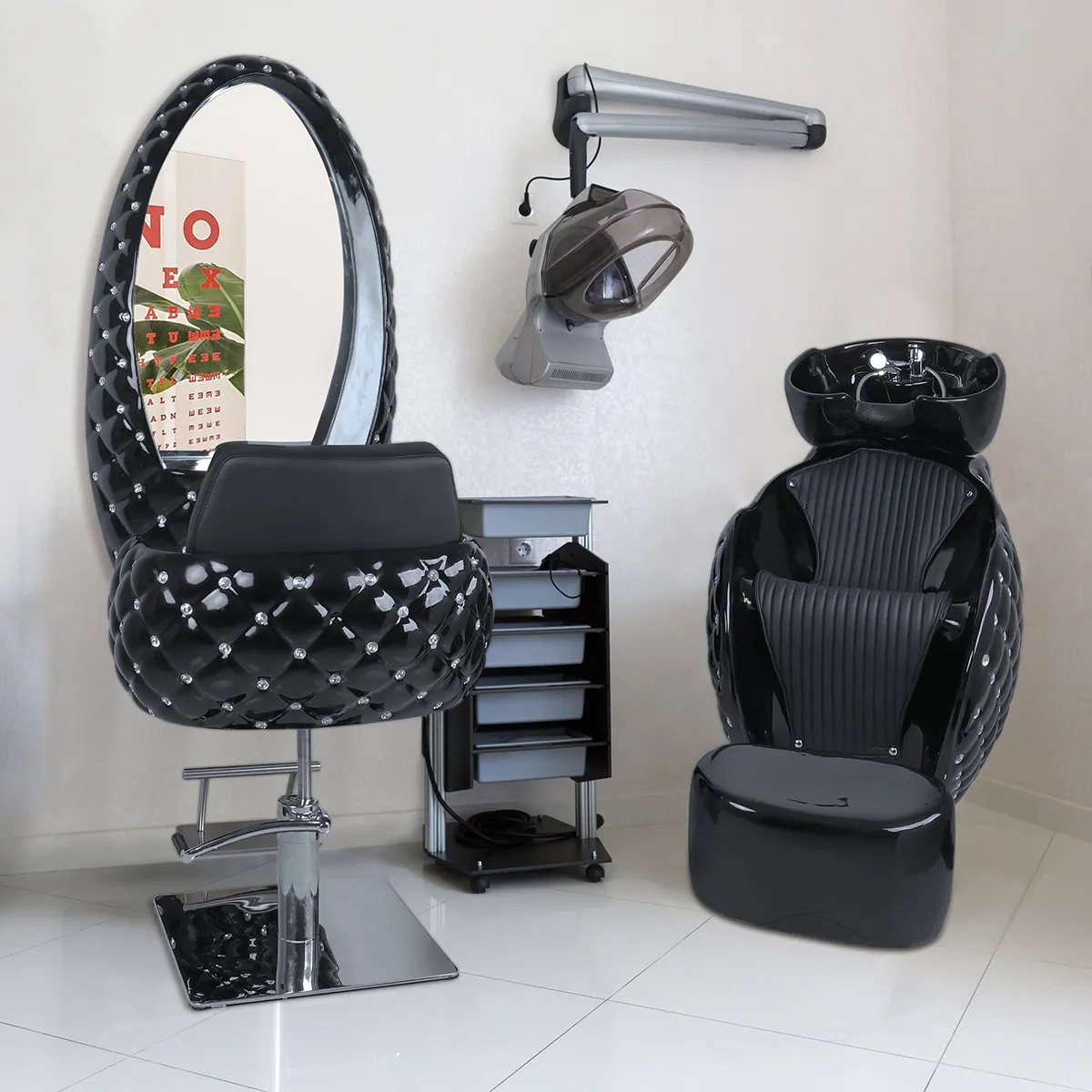 Antique Styling ghế salon ghế và gương Set cho tóc stylist Salon đồ nội thất