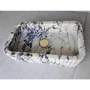 Calacatta Viola wastafel marmer ukuran kustom mangkuk kapal mewah bak cuci batu rias kamar mandi Modern - Product Image 4