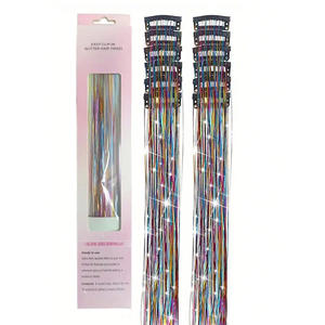 Extensions de cheveux laser colorées à clipser, 20 pouces, lisses, résistantes à la chaleur, style 1, lot de 12 mèches pour concerts - Product Image 5