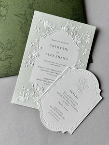 Cartes <span class=keywords><strong>d</strong></span>'<span class=keywords><strong>invitation</strong></span> de mariage personnalisées élégantes avec lettrage en relief, dorure et enveloppes - Product Image 1