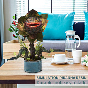Escultura de Resina <span class=keywords><strong>Audrey</strong></span> <span class=keywords><strong>II</strong></span>, Figura de Flor Piranha, Adorno para Maceta, Decoración de Halloween para Jardín, Hogar y Escritorio - Product Image 2