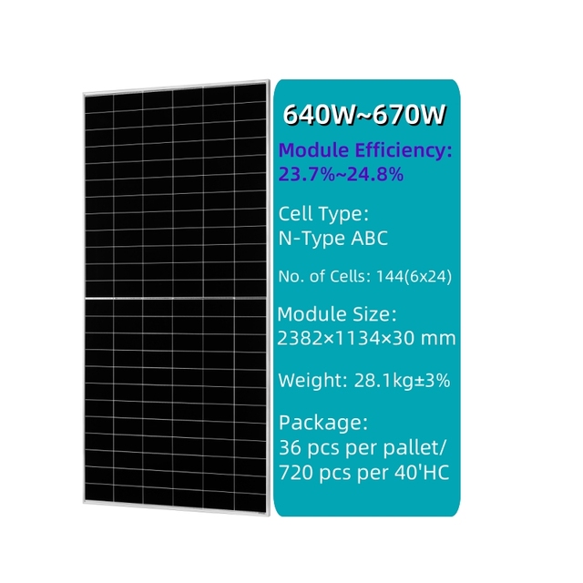 AIKO for Jinko Trina N-Type ABC Monofacial Solar Panels 640W-670W Half Cell Half Cell High Efficiency PV Modules