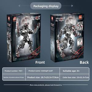 7051 Modelo de Bloques de Construcción de Plástico de Alta Dificultad, Robot Mecha de Hombre Lobo de la Noche Oscura, Juguete DIY, Adorno, Regalo de Halloween - Product Image 3