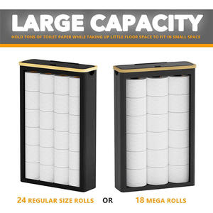 Stockage mince de <span class=keywords><strong>papier</strong></span> hygiénique de conception moderne avec le couvercle peut contenir 24 rouleaux réguliers et 18 méga rouleaux de support de panier conteneur de poubelle - Product Image 2