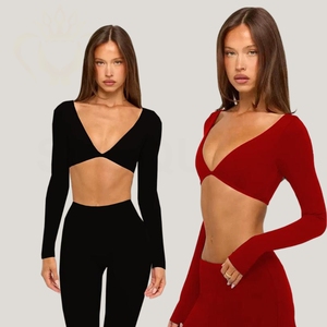 Conjunto de Ropa Deportiva de 2 Piezas para Mujer, Suave, para Ballet, Pilates, Yoga, Top Corto de Manga Larga y Leggings, Estilo Tik <span class=keywords><strong>Tok</strong></span> - Product Image 1