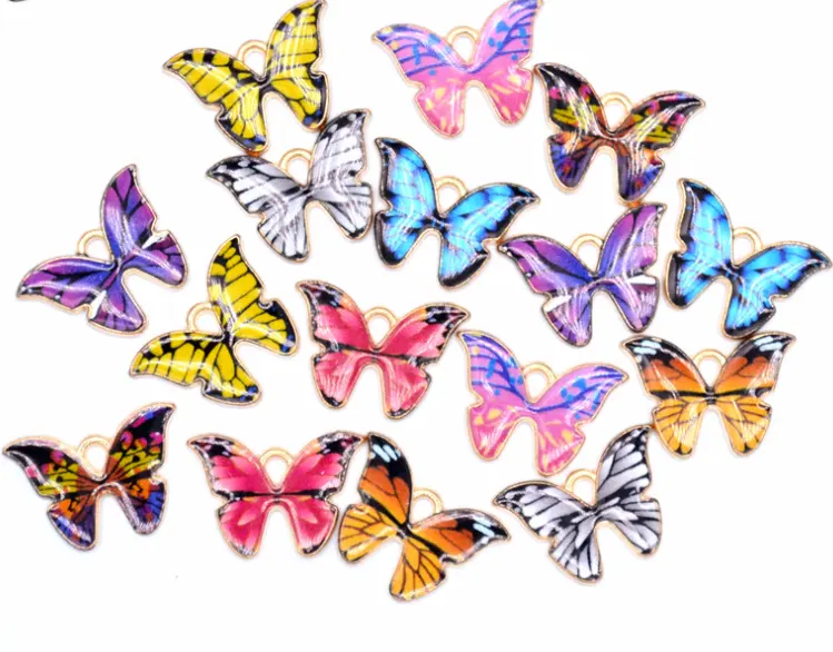 beautiful multicolored butterfly charms DIY earrings necklace bracelet jewelry pendants charms hot selling butterfly charms