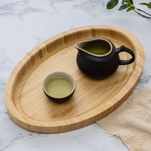 Bamboo Oval <b>Tray</b> 30x20x2.5 Cm For Hotel <b>Tea</b> Coffee Serving - Product Image 1