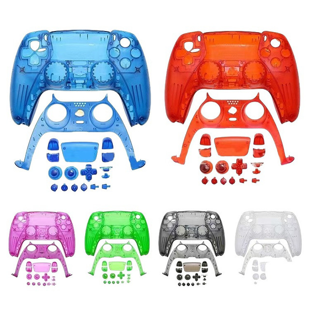 For Controller DIY Shell Case Front Cover Bottom Housing Decorative Strip Full Buttons Set Plastic Over 10 Colors