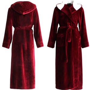 2022 elegante accappatoio di flanella di velluto di corallo per adulti cappuccio lungo con <span class=keywords><strong>camicia</strong></span> <span class=keywords><strong>da</strong></span> <span class=keywords><strong>notte</strong></span> invernale per le donne tessuto per l'autunno - Product Image 4
