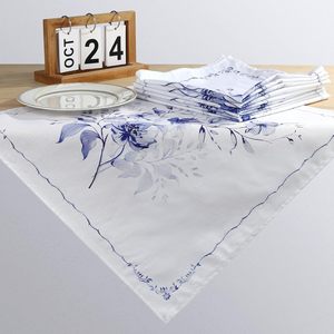 Servilletas <span class=keywords><strong>de</strong></span> lino y algodón con estampado floral azul 17,7 ''/45cm cuadradas para ajustes <span class=keywords><strong>de</strong></span> mesa elegantes - Product Image 5