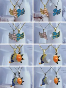 Ensemble de colliers magnétiques pour couple Collier à pendentif cœur fendu arc-en-ciel Big Sis <span class=keywords><strong>Lil</strong></span> Sis pour amoureux meilleurs amis - Product Image 4