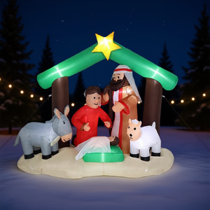 Crèche gonflable de 1,80 m pour extérieur, décoration de jardin de Noël avec étoile lumineuse, modèle en PVC D0100HPEBG7 - Product Image 2