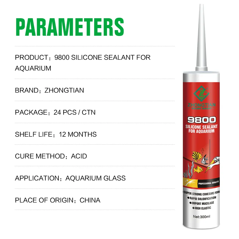 Acetic Aquarium Silikon Sealant Cepat Kering Silikon Sealant Perekat untuk Ikan Kaca untuk Aluminium Tahan Air Cair Guangdong