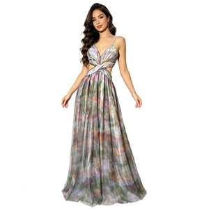 <span class=keywords><strong>Robe</strong></span> longue de soirée en mousseline naturelle imprimée aquarelle, à bretelles spaghetti et <span class=keywords><strong>d</strong></span>écoupes, multicolore, fluide, pour les vacances ou les demoiselles <span class=keywords><strong>d</strong></span>'<span class=keywords><strong>honneur</strong></span> - Product Image 5