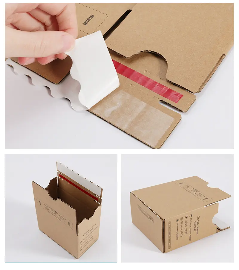 Custom Adhesive Tear off Strip Shipping Box Mailer box Packaging Zipper Carton Boxes