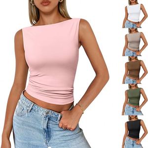European American Women's Y2K Sexy <b>Slim</b> Fit <b>Vest</b> 2025 Spring Summer Casual New Sleeveless Inner Wear Short Length Top - Product Image 1